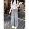 Modal Dark Gray Maternity Wide-Leg Drawstring Pants - Summer Casual Plus Size