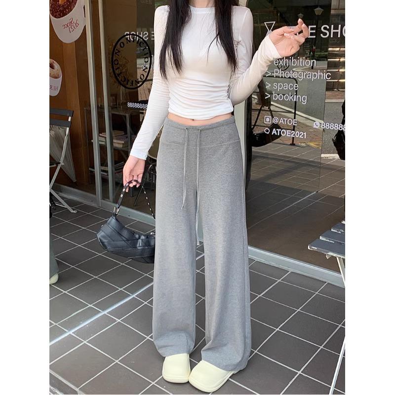 Modal Dark Gray Maternity Wide-Leg Drawstring Pants - Summer Casual Plus Size