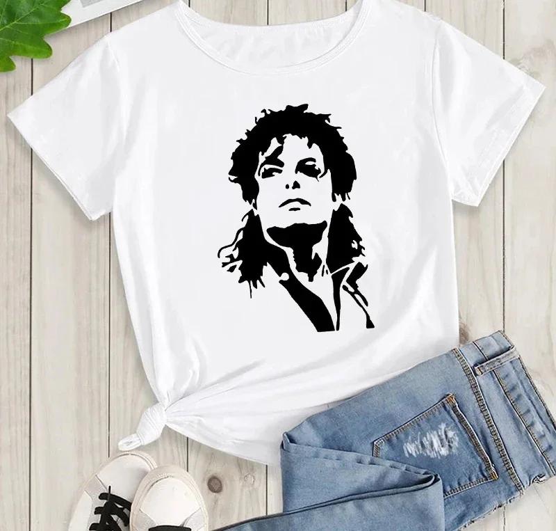 2026 Michael Jackson Grafica Stampata Alta Qualità Y2K T-shirt Rock Casual Manica Corta Girocollo