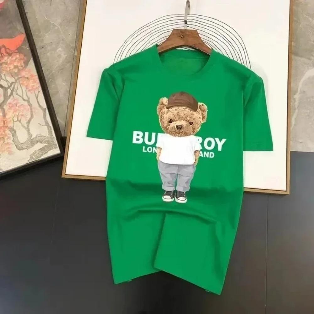 Funny Bear Print T-Shirt Cotton Men Women Fashion Short Sleeve T Shirts Summer Quality Tops Tee Designer Brand Clothing 2024