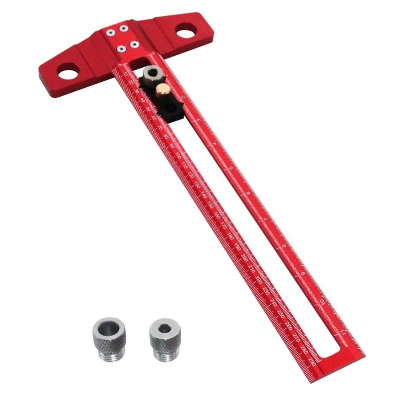 Multifunction T Shape Ruler with Clear Marking Precisions T Shaped Measuring Tool Aluminum Rule Tool for Engineering, Art
