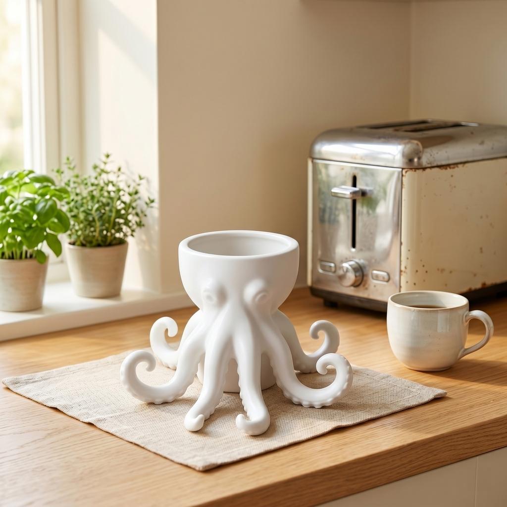 Octopus Shaped Plant Pot Resin Succulent Planter Indoor Decorative Container with Tentacle Design for Home Office Desk