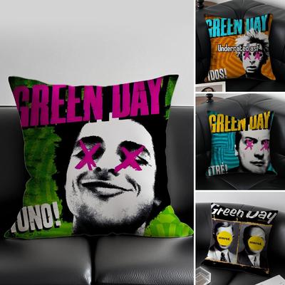 GGreen DDay Band Album Kissenbezug Kissenhülle Milbenschutz Unsichtbarer Reißverschluss Seidiger Plüschkissen