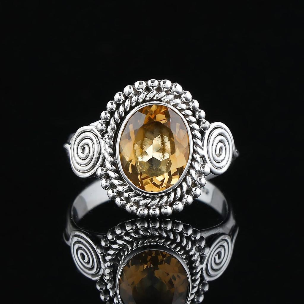 Citrine Natural Gemstone Handmade Designer Ring, Solid 925 Sterling Silver Ring, Bohemian Ring, Silver Jewelry