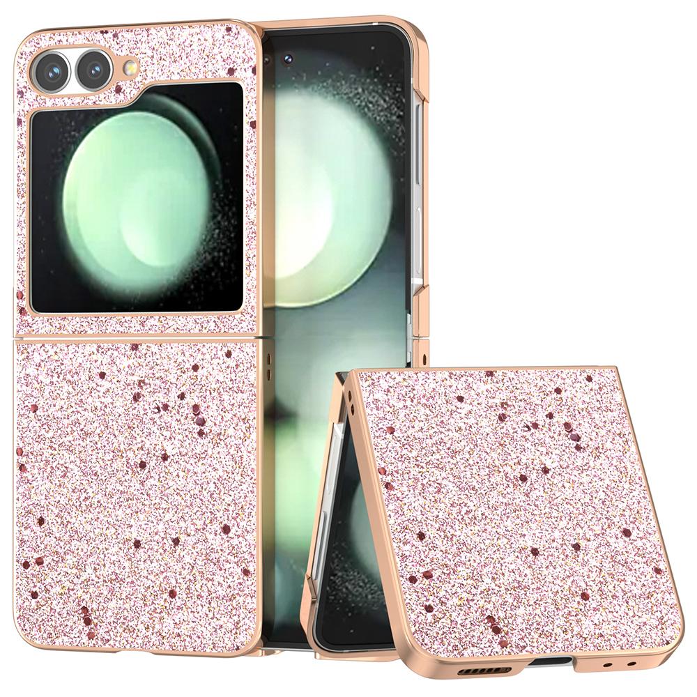 For Samsung Galaxy Z Flip7 FE 5G/Z Flip6 5G Case Electroplating Phone Cover Glitter Surface Design PU+TPU Protective Case