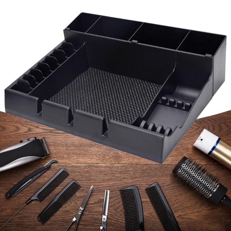 Black Barber Clippers Tray Organizer Clippers Organizer Razors Case,Anti slip Hair Trimmer Holder Tray Barber Tool Box