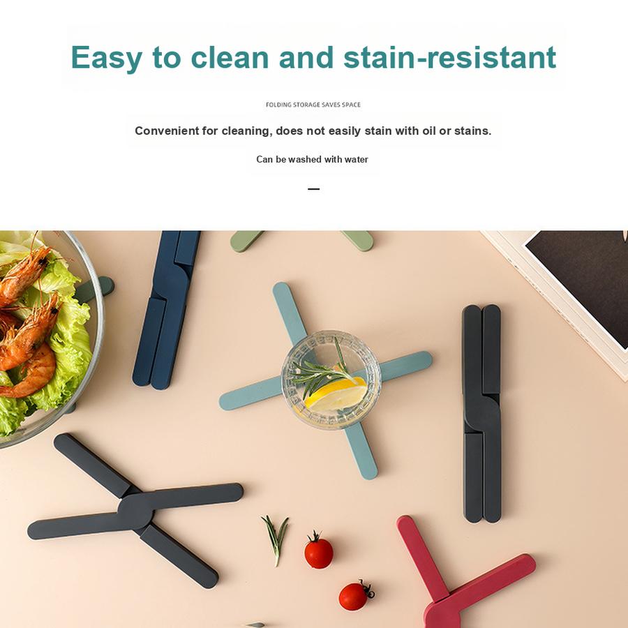5 Pcs Creative X-Shape Foldable Heat Insulation Mat for Home Kitchen, Anti-Scorching, Heat-Resistant Silicone Pad, Non-Slip Table Mat