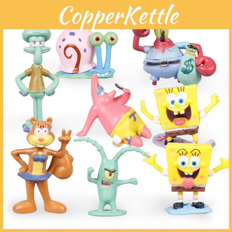 Bunte Spongebob Schwammkopf Patrick Sandy Gary 12 Stück Actionfigur Kuchenaufsatz Spielzeug für Feiern