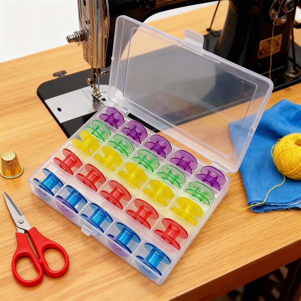 Thread Bobbin 25 Pieces Colored Universal Crafts Accessories Embroidery Thread Bobbins For Class Quilting Storage Fabric Quilter