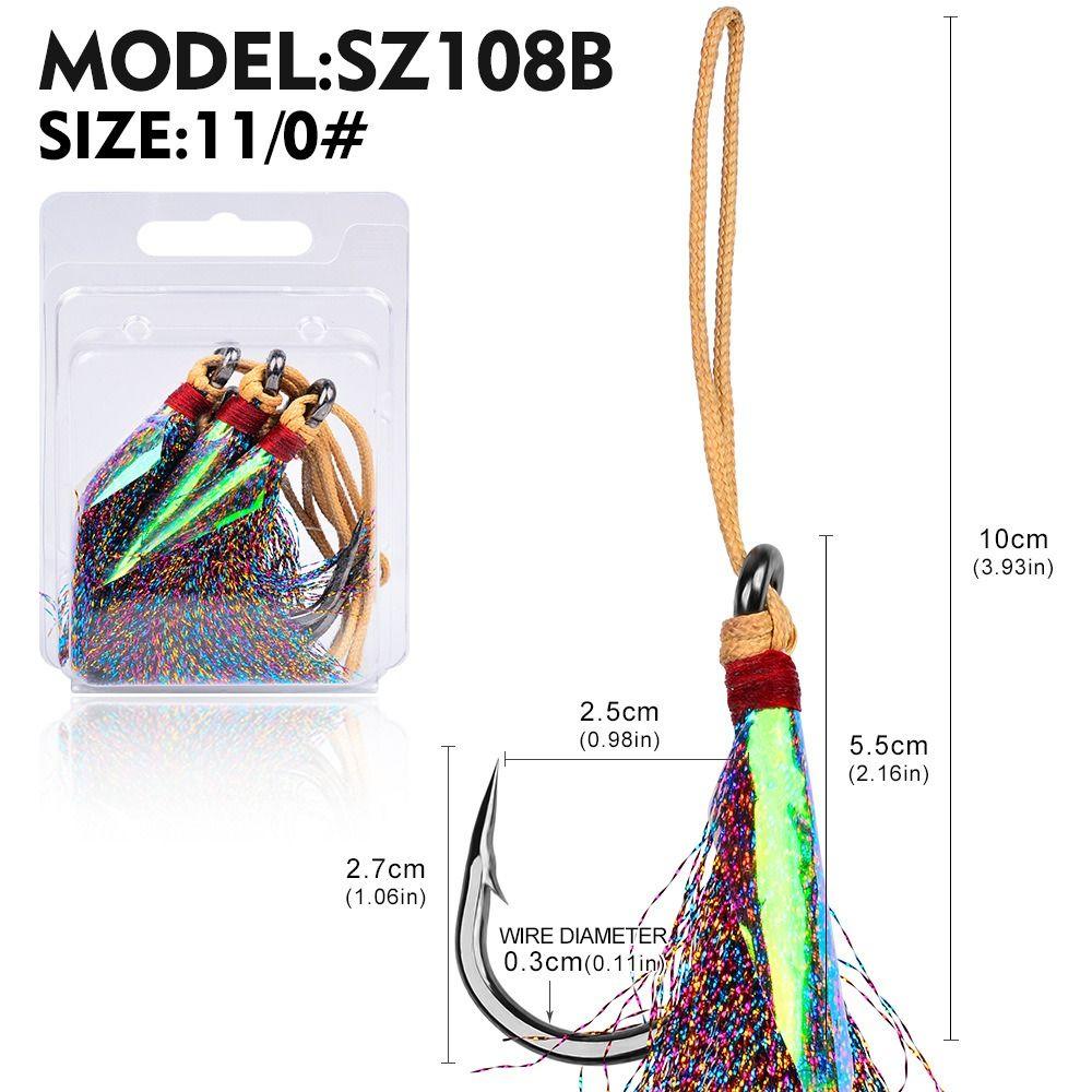 Strong Sharp Assist Hooks Carbon Steel Single Jig Hooks Portable Slow Jigging Hooks  Sea Pesca