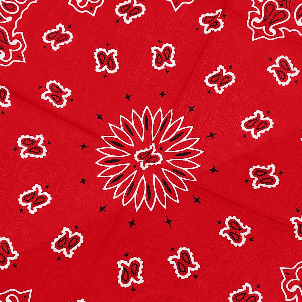 Trifong Bandana Red Paisley Men's Handkerchief 100% Cotton Adult Bandana Cashew Pattern Stylish 55cm x 55cm Red