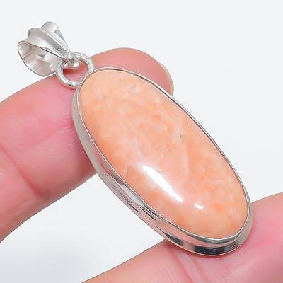 Pendente in Argento Sterling 925 con Avento Arancione Naturale 2,01" V7t70
