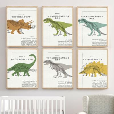 Triceratops Stegosaurus Dinosaurier Fossil Vintage Wand Kunst Leinwand Malerei Nordic Poster Und Drucke Wand Bilder Kinderzimmer Dekor