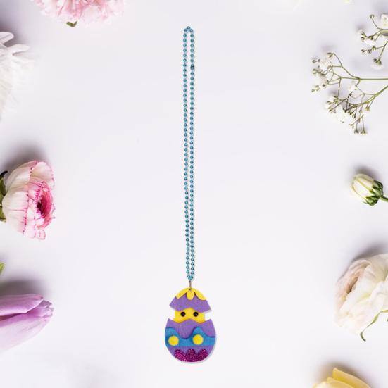 Easter Necklace Cute Bunny Carrots Colorful Egg Chick Pendant Exquisite Elegant Festival Dress-Up Carnival Decoration Plastic Beaded Chain Easter