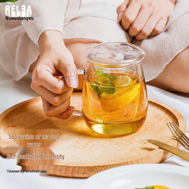 RELEA High Borosilicate Glass Tea Separation Mug