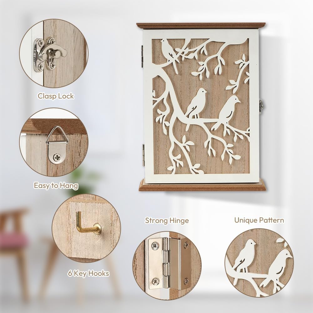 Wooden Key Holder Wall Mount with Key Hooks Keys Hanger Keys Box Organizer for Entryway Hallway Office Home Decor Home 31890₽