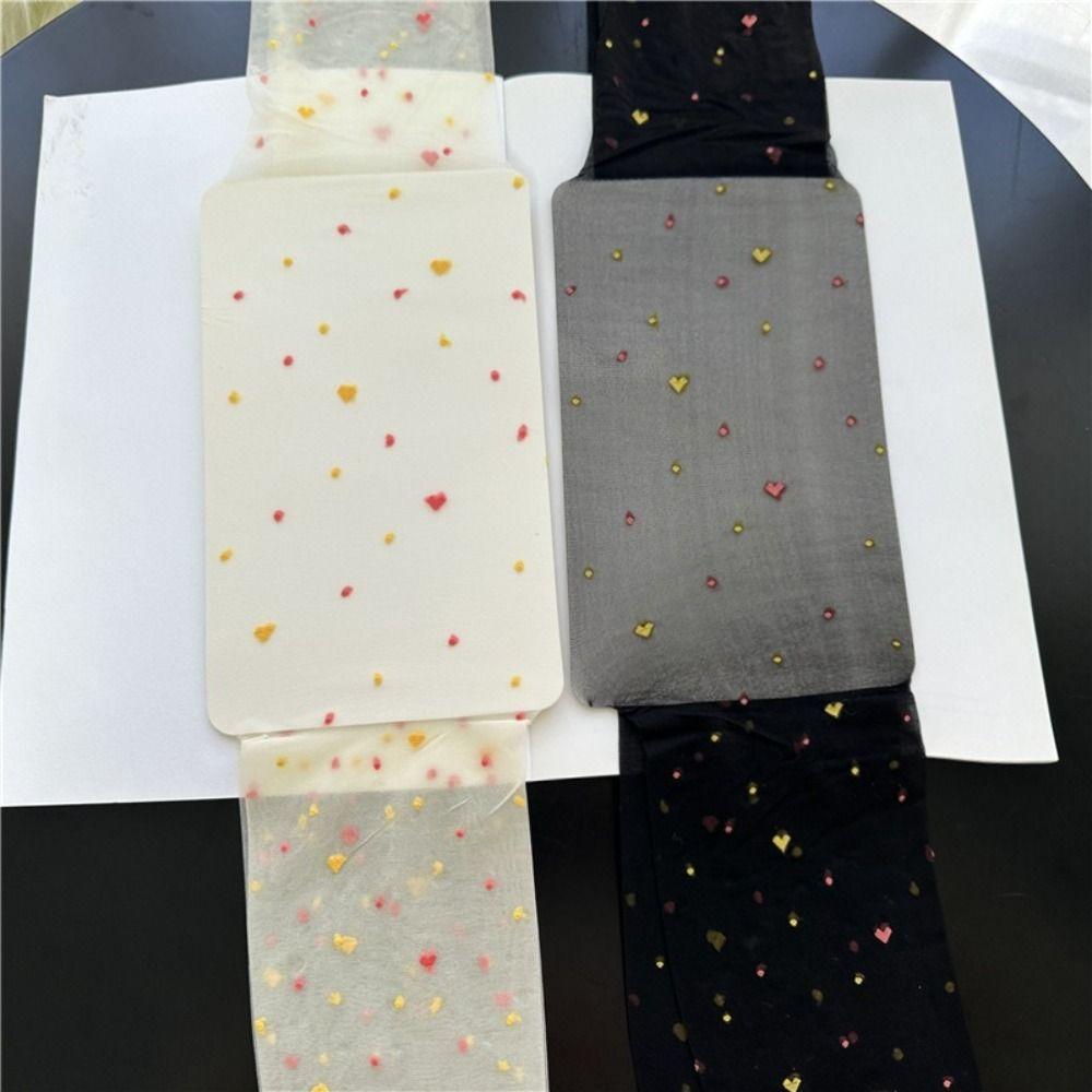 2Pcs Nylon Colorful Dot Stockings Transparent Leggings Women Sweet Heart Long Tights  Girl
