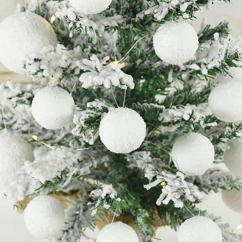 18x White Christmas Balls Pendant Christmas Tree Decorations Hanging Ornament for Festival Home Shop Party Supplies New Year