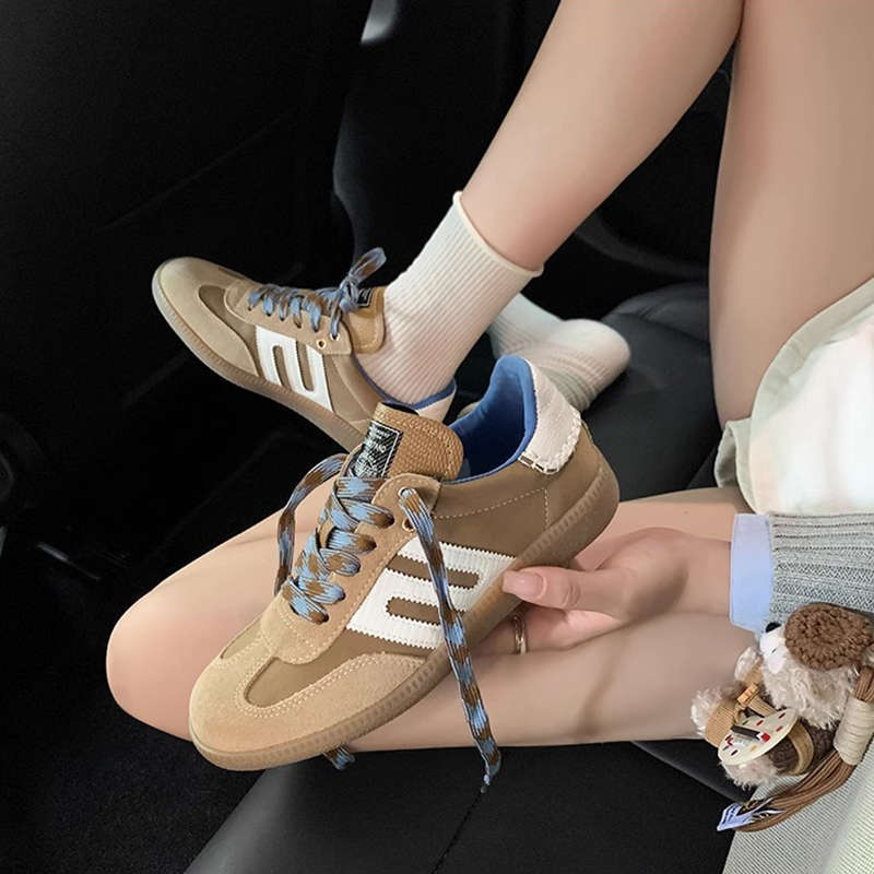 Soft leather~ American retro soft-soled German training shoes women's summer color matching flat-soled Forrest Gump shoes board shoes sports and lei