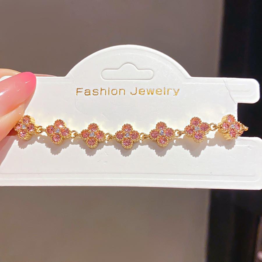 Floral Pendant Wristband With Stainless Steel And Diamond Accents For Women