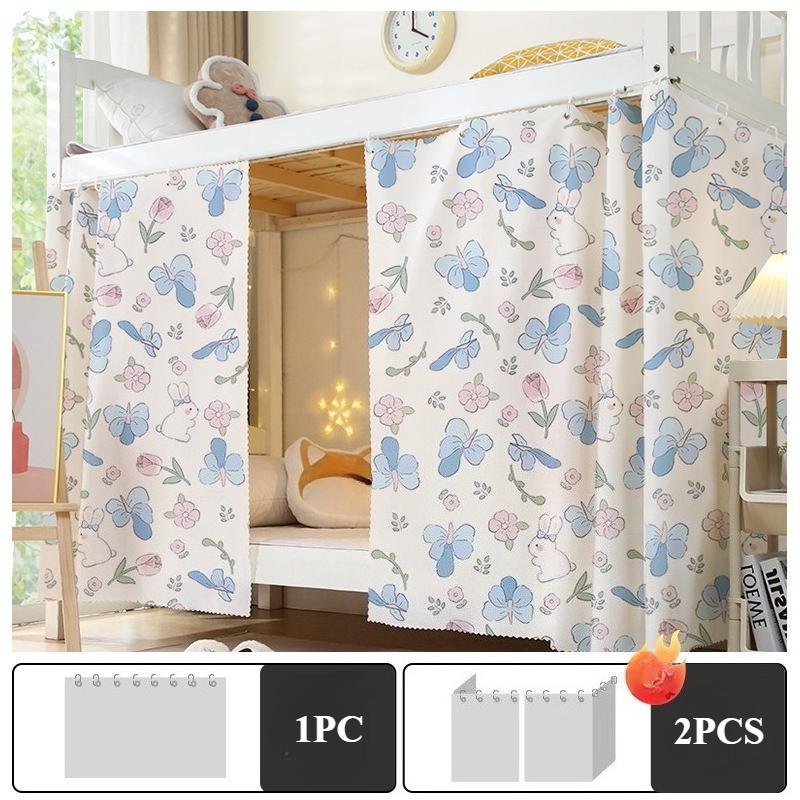 2025 Printed Student Dormitory Beds Curtains Canopy with Rope Clasp College Shade Cloth Mosquito Nets Dustproof 1.15/1.35m High