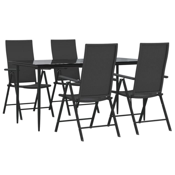 VidaXL Ensemble à manger de jardin 5 pcs Noir Résine tressée, ensemble de salle à manger d'extérieur, table et chaise de 3156516