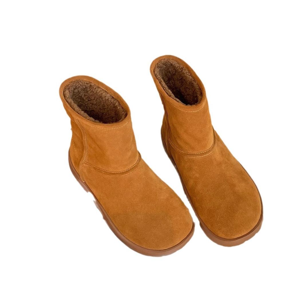 Verze z měkké kůže Malý muž 7 cm vnitřní zvýšení výšky teplé středně vysoké protiskluzové sněhule Dámské zimní sametové zateplené bavlněné boty