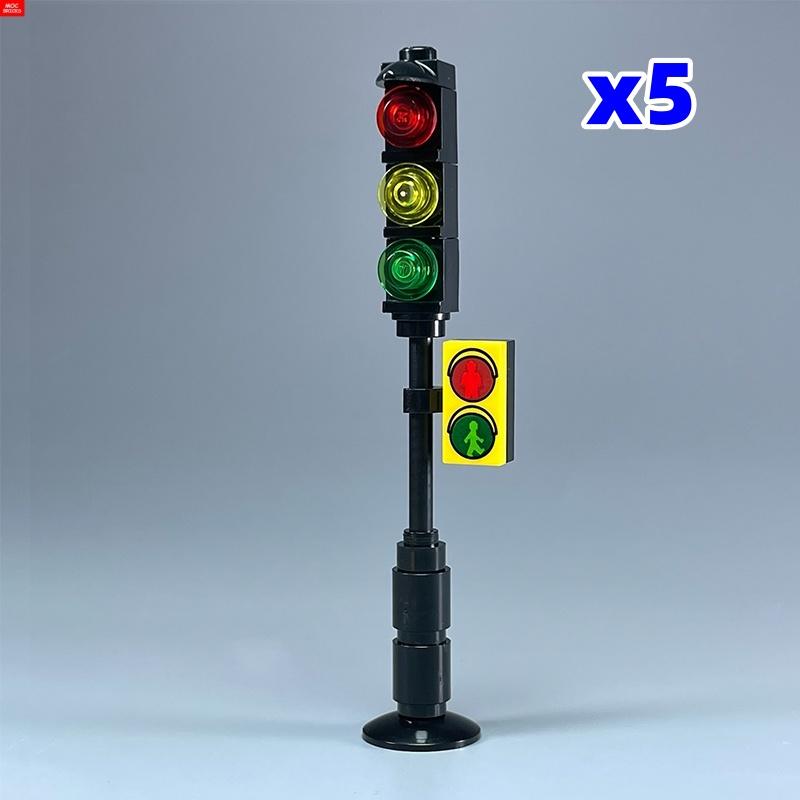 

MOC Bricks Railway Traffic Road Street Red Light Solar Crosswalk Sign Fence City Learning-Focused Constructing Blocks Dolls Children Presents