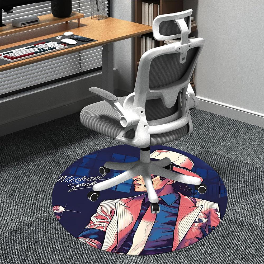1 Stück Michael Joseph Jackson Büro Runder Teppich, Unter Bürostühlen Schlafzimmer Wohnzimmer Heimdekoration a1022304