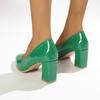 Women Shoes Green Chunky Heel High Heels Sexy Pointed Toe 7Cm Pumps Wedding Dress Shoes Rubber Bottom High Heels Ladies