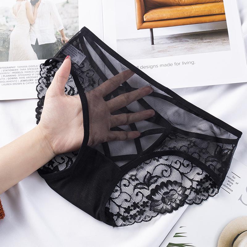 Lace Mesh Women's Low Waist Butterfly & Flower Panties