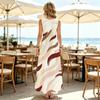 Women's Sleeveless Maxi Dress Minimalist Lines Lightweight Long Dress for Beach Vacation,Daily Casual,Summer Outings