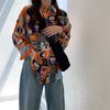 Camicia da donna stampata - design alla moda con bottoni - camicia casual larga