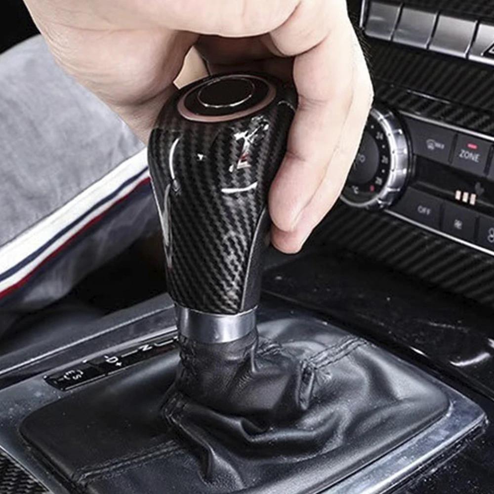 Carbon Fiber style Car Gear Shift Knob Decorative Cover Fit For Mercedes For Benz W204 W212 A C E GLS Class Handle Sleeve Shell