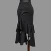 Black Latin Dance Skirt Women's Girls Salsa Rumba Ballroom Practice Dance Competition Costume Performance Latin Skirt Irregular