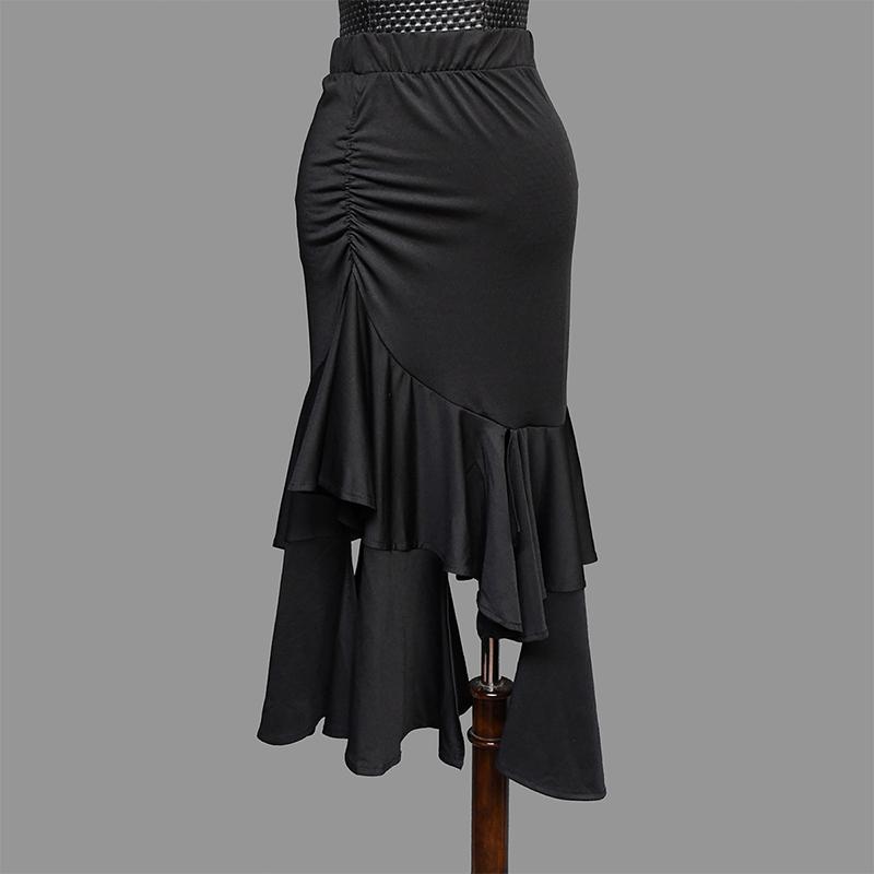 Black Latin Dance Skirt Women's Girls Salsa Rumba Ballroom Practice Dance Competition Costume Performance Latin Skirt Irregular