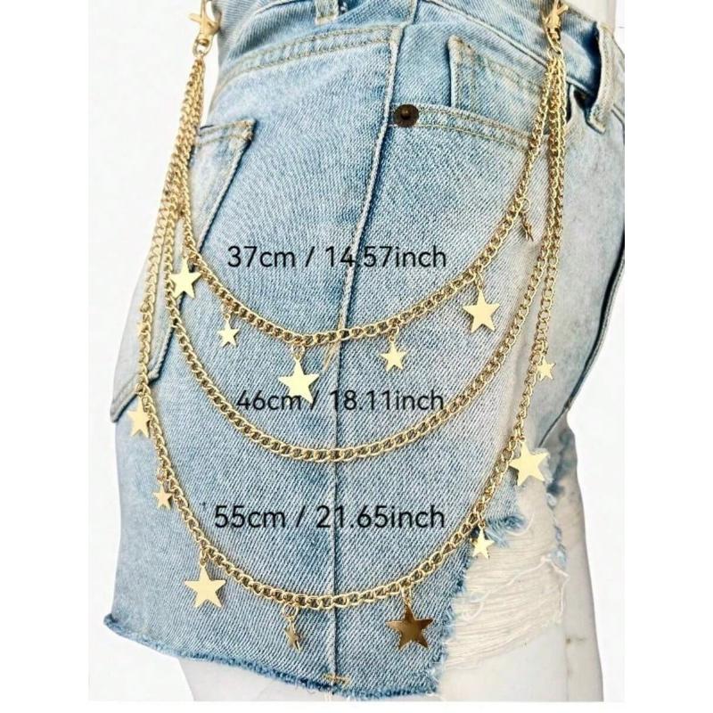 1 pièce Chaîne de taille tendance style punk, Chaîne en métal double couche, Décoration unique pour pantalons, jupes, Accessoires hip-hop