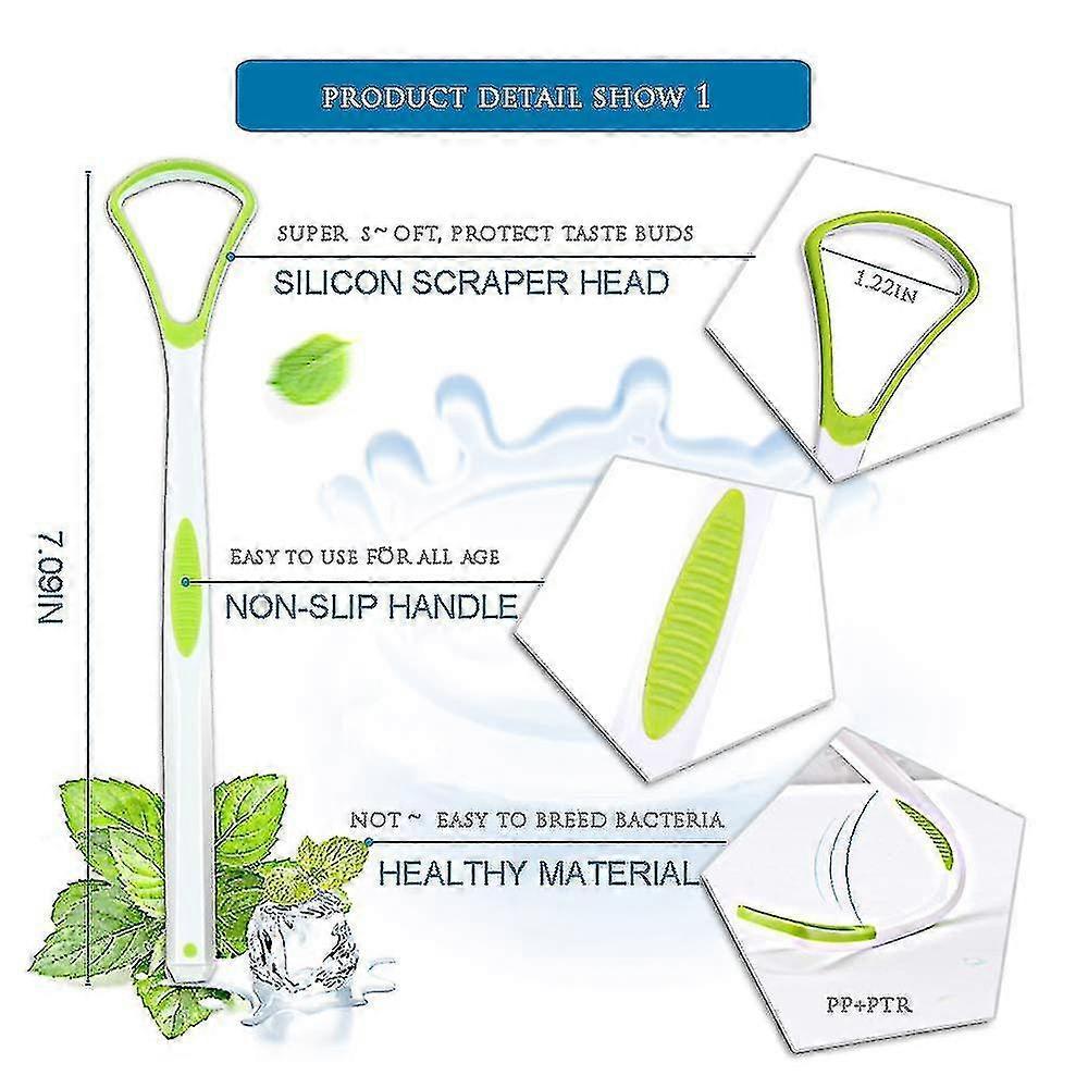 3-piece Tongue Scraper Cleaner, Oral Scraper, Advanced Cleaner Set, Bad Breath Treatment Tool, Effective Kit
