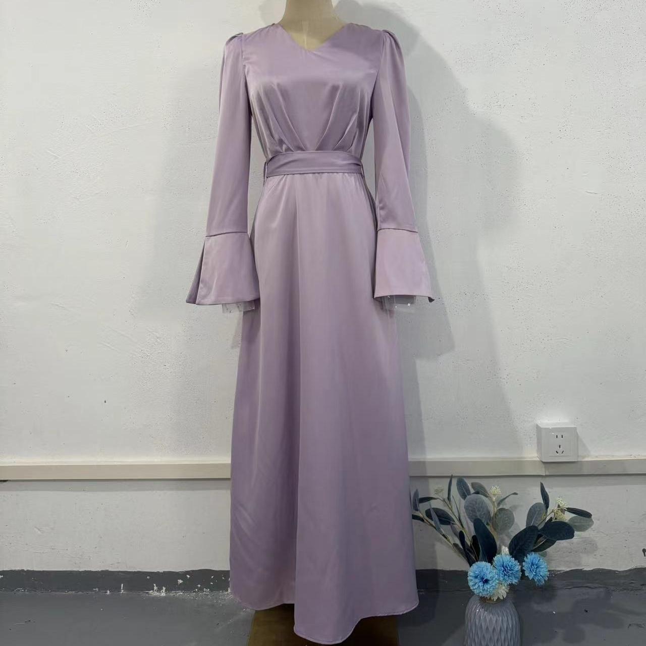 

Платье в стиле GMXIA ретро с V-образным вырезом, уменьшающее возраст, с рукавами-пузырями, длинными рукавами и шнуровкой на талии. XXL светло-фиолетовый