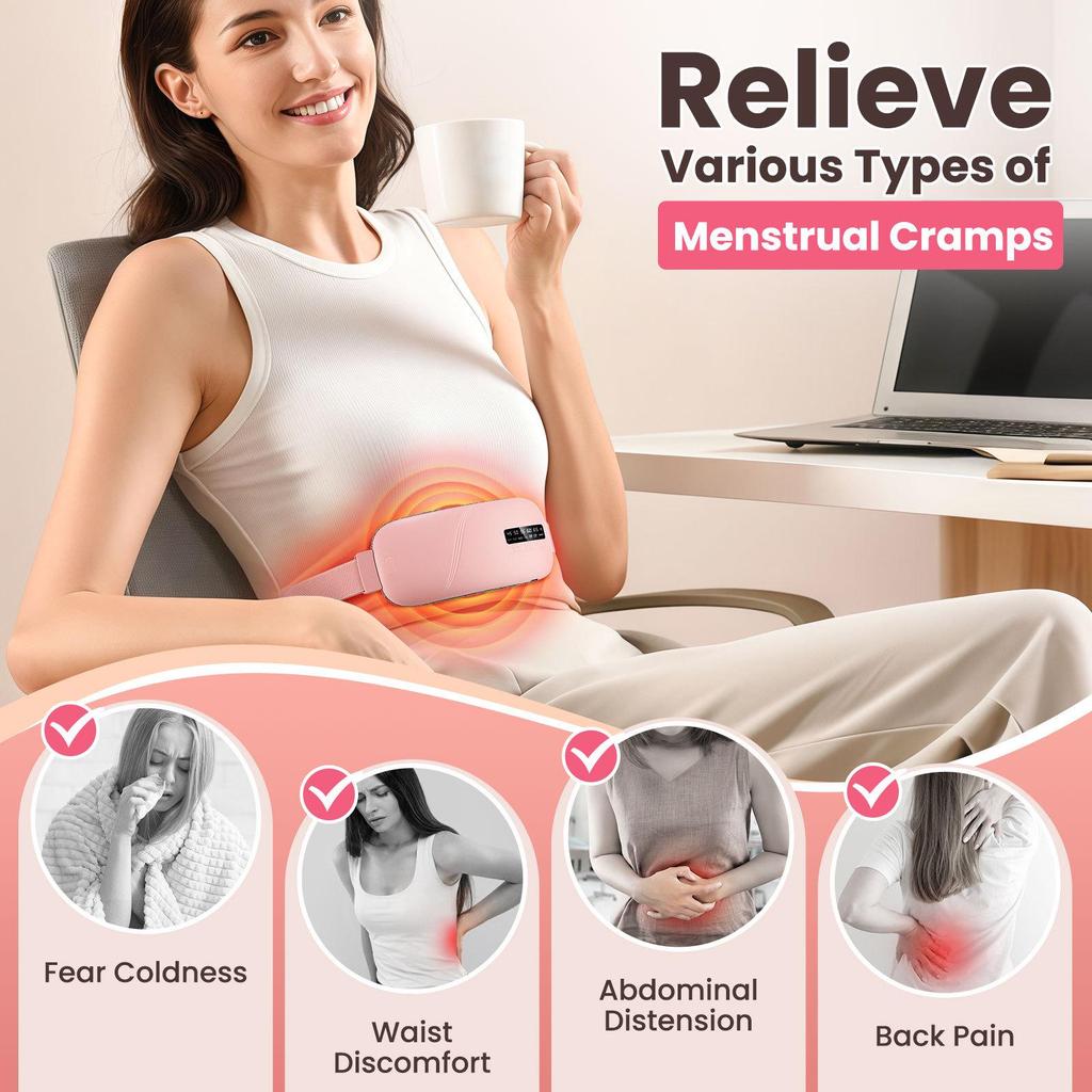 Women's Rechargeable Menstrual Warm Palace Belt with Massaging Heat and Digital Display