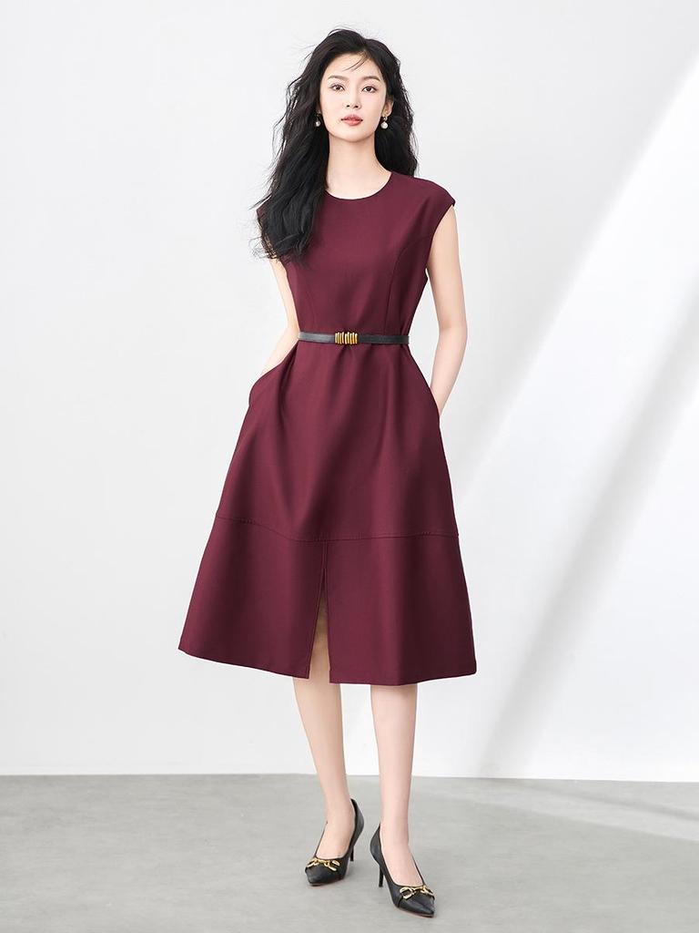 High-End Commuting Slimming Sleeveless Court Style Women's Dress - Summer Waist-Cinching Vest Dress