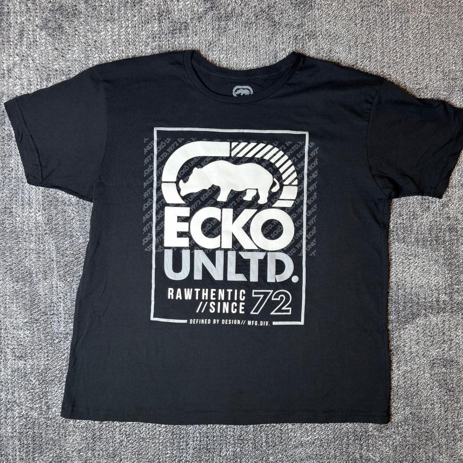Ecko Unltd Mens T-Shirt 2XL Black Rhino Graphic Rawthentic Since 72 Cotton Tee Unisex T-Shirt M