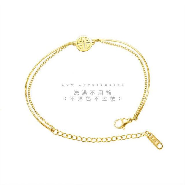 

Bracelets Trend Gold Color Titanium Steel Bracelets Version Minimalist Minimalist Round Polished JewelrySimple Wrist Bracelet золотой