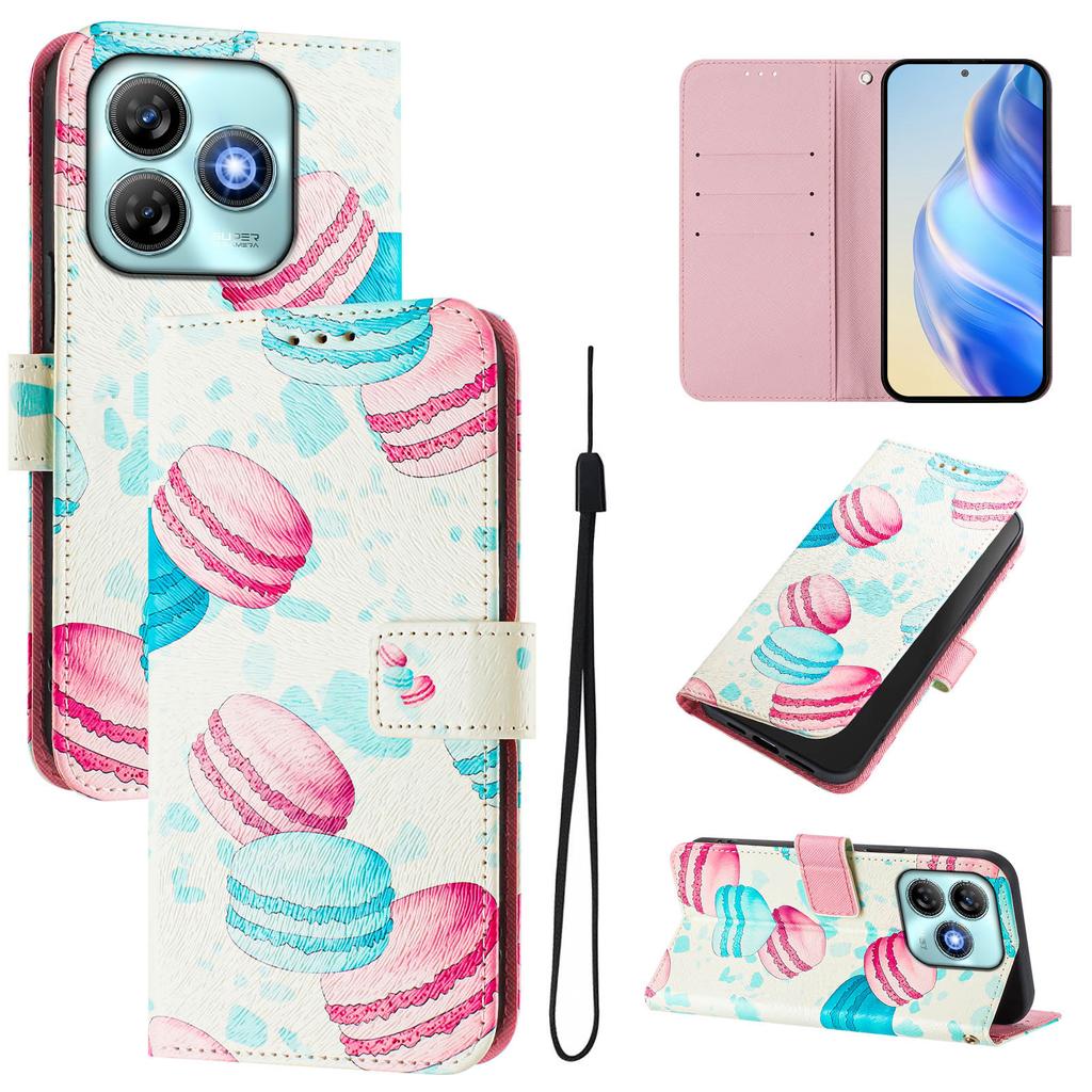 Macaroon Luxury Painted Leather Case Wallet Book Style Cover for ZTE Blade A52,A53,A73,V50 Vita,V40S,V60,A35,A55,A75...