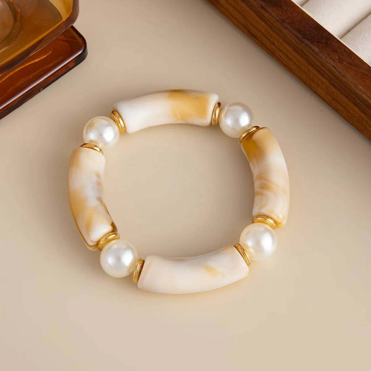 6 Style Boho Punk Geometric Acrylic Resin Elasticity Bangles for Women Vintage CCB Beads Bangle Bracelets Charm Jewelry