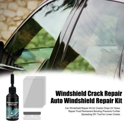 Car Windshield Repair Kit for Cracks Chips UV Glass Repair Fluid Permanent Bonding Prevents Further Spreading DIY Tool for Linear Cracks