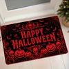 1pc Gothic Vintage Skull Bat & Pumpkin Rug Suitable for Home, Non-Slip Absorbent Mat with Dark Red/Black Suitable for Entryway, Bedroom Door, Machine 