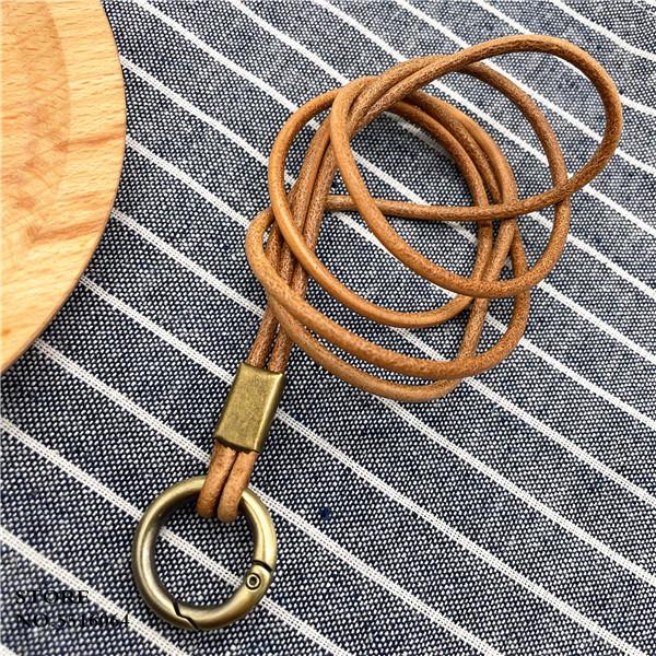 

Genuine Leather Neck strap Keychains Pendant Neckline Lanyard Mobile phone Strap Charms Keyring Buckle rope Lanyard