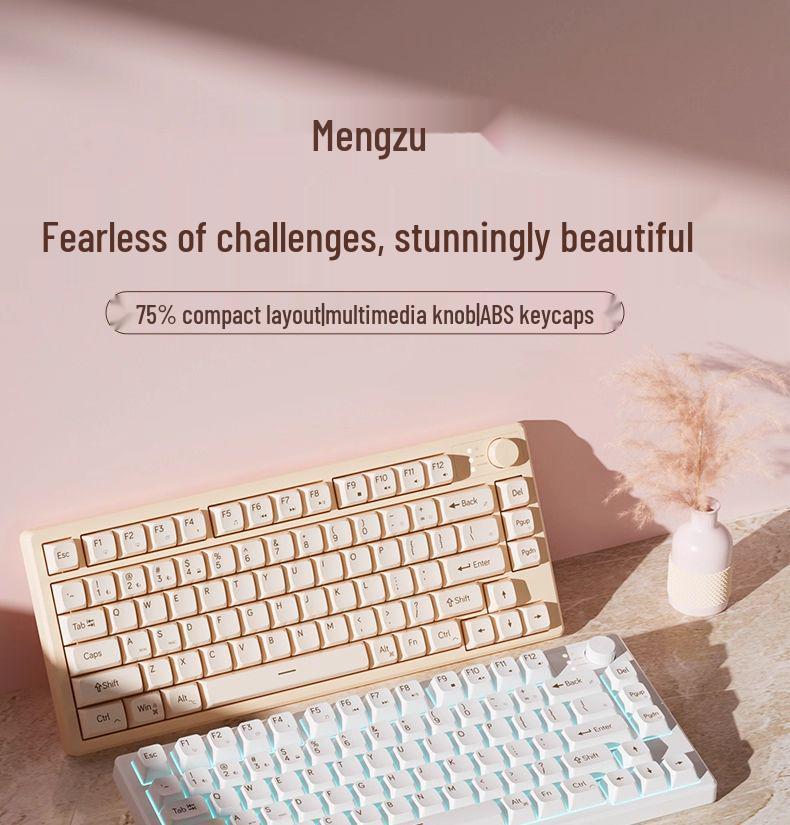 Ultra-Quiet Wireless Gaming Keyboard for Girls – Mechanical Feel, Ideal for Office, Computer, and Laptop Typing
