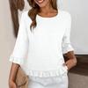 Women's Short-sleeved Round-neck Solid Color Tops Loose European And American Lace Sleeves Shirt